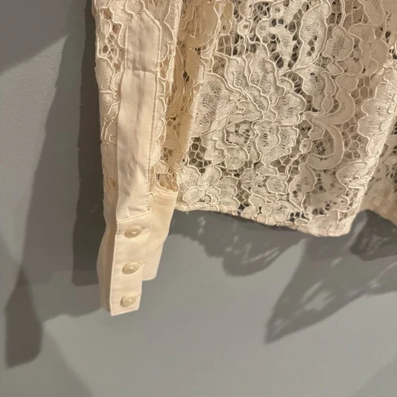 NEW L'Agence Maia Lace Button Front Blouse in Vintage White, Size S - Picture 10 of 15